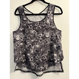 Lululemon Flowabunga Black Angel Wing Floral Run Split Singlet Tank Chest: 18" M